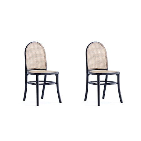 Paragon Dining Chair 2.0 In Black And Cane, Set Of 2